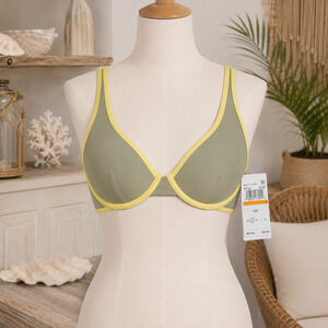Salt + Cove Plunge Underwire Bikini Top Juniors Small Sage Green NWT